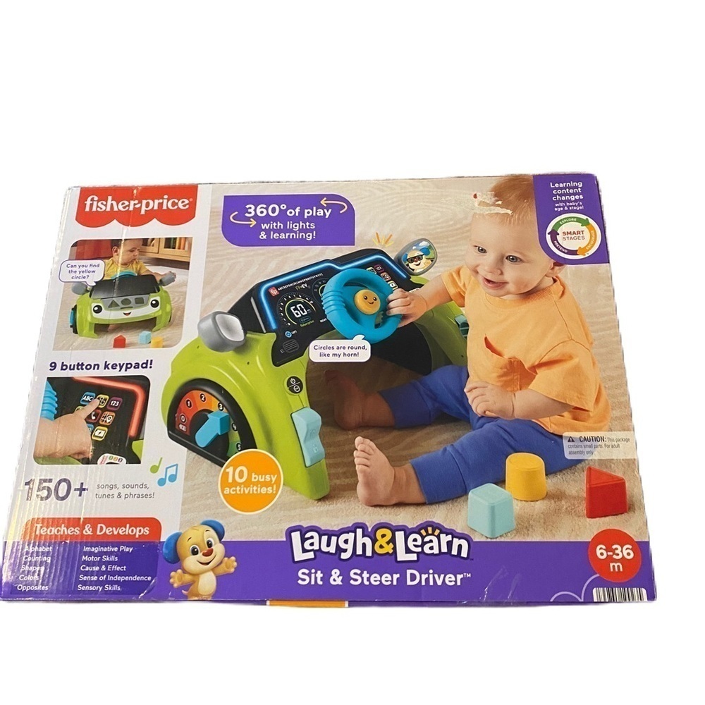 Fisher-Price Laugh & Learn Sit & Steer Driver - Green NEW Car Baby